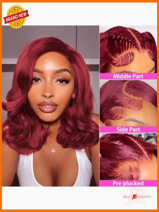 Human Hair Bob Wig 13x4 HD Lace Front Pre Plucked Body Wave 180% Density main image 6